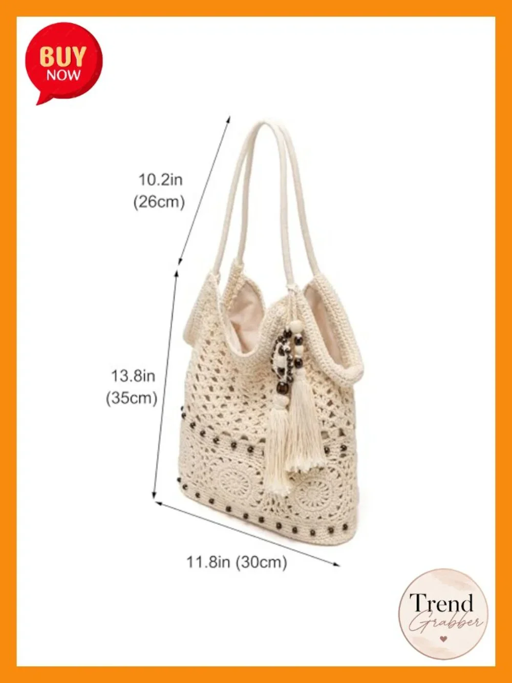 Woven Yarn Crochet Hobo Bag Tote with Tassels Boho Shoulder Purse